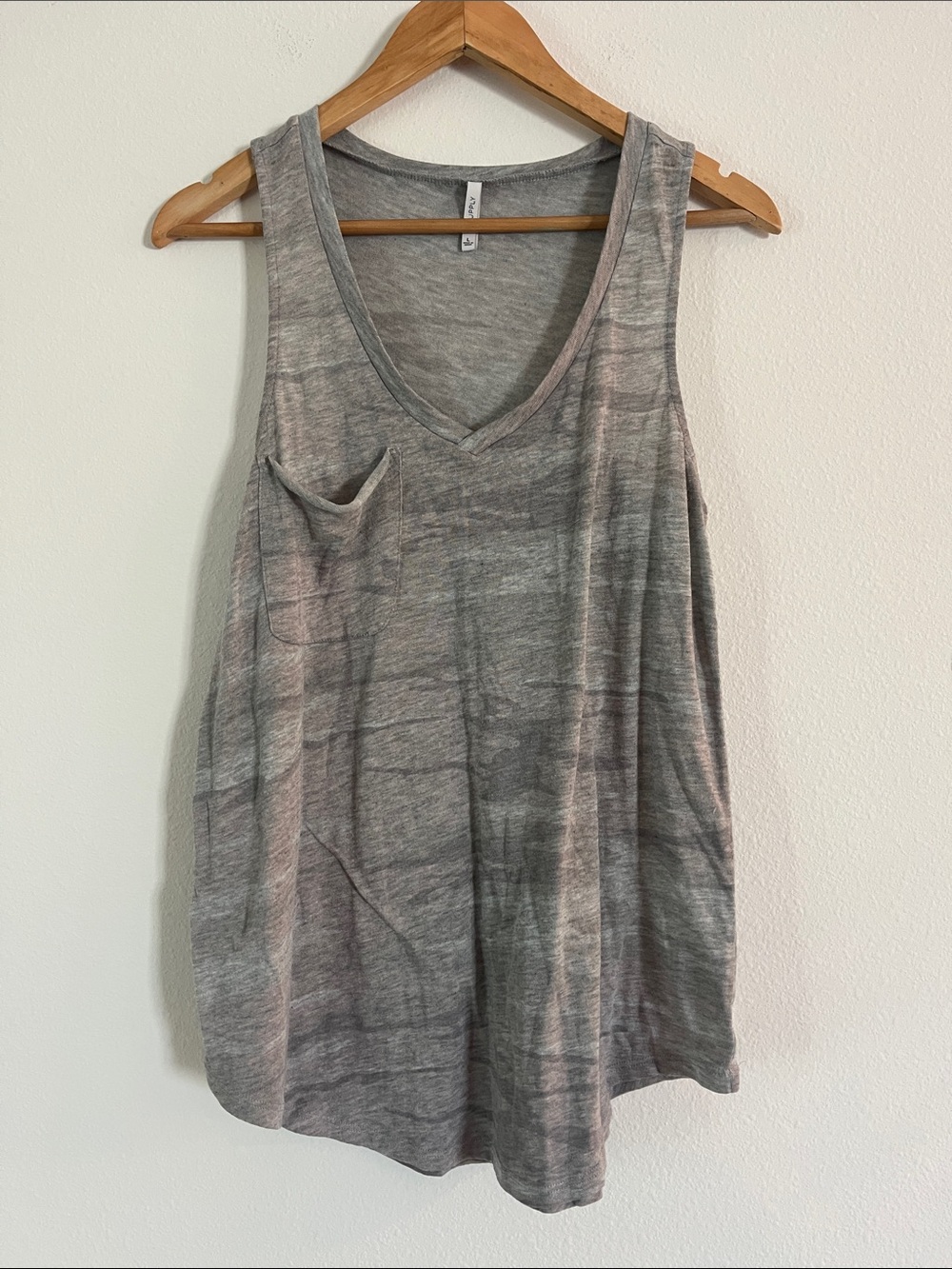 Z Supply Gray Camo Tank Top with Pocket